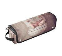 Borsa da viaggio per utensili da donna con cuscinetto resistente al calore, impermeabile, custodia da viaggio per ferro da stiro piatto e accessori per la cura dei capelli, toilette retrò per letture