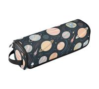 Borsa da viaggio per utensili da donna con cuscinetto resistente al calore, per ferro arricciacapelli, custodia da viaggio per piastre, piastre, ferri arricciacapelli, pianeti universo, nero