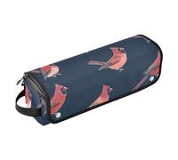 Borsa da viaggio per utensili da donna con tappetino resistente al calore, grande custodia da viaggio per ferri da stiro piatti e accessori per la cura dei capelli, chic uccelli del nord blu navy