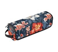 Borsa da viaggio per utensili da donna con tappetino resistente al calore per ferro arricciacapelli, borsa da viaggio per utensili caldi e accessori per la cura dei capelli, fiori di giglio e geranio
