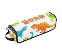 Borsa da viaggio per utensili da donna, con tappetino rimovibile resistente al calore, custodia portatile per ferri da stiro, piastre, arricciacapelli, ankylosaurus T-rex ruggente bianco verde