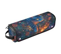 Borsa da viaggio per utensili da donna con tappetino rimovibile resistente al calore, impermeabile, organizer da viaggio per ferro da stiro piatto e accessori per la cura dei capelli, gatto blu