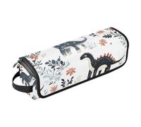 Borsa da viaggio per utensili da donna e tappetino resistente al calore, impermeabile, organizer da viaggio per ferri da stiro, piastre, ferri arricciacapelli, simpatici dinosauri