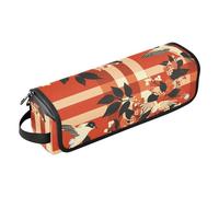 Borsa da viaggio per utensili da donna e tappetino resistente al calore, impermeabile, organizer da viaggio per arricciatura piatta e accessori per la cura dei capelli, colibrì linea rossa