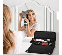Borsa da viaggio per utensili da parrucchiere e tappetino resistente al calore, impermeabile, portatile, aperta, piatta, borsa da viaggio per piastre, piastre e arricciare
