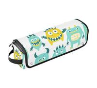 Borsa da viaggio per utensili per capelli con cuscinetto resistente al calore, grande capacità, organizer per piastre piatte, piastre e ferri arricciacapelli, simpatici piccoli mostri, verde giallo