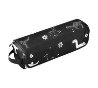 Borsa da viaggio per utensili per capelli da donna con cuscinetto resistente al calore, custodia da viaggio portatile per ferro arricciacapelli, piastra per capelli piatti, dinosauri neri, elementi