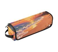 Borsa da viaggio per utensili per capelli da donna e tappetino resistente al calore con cerniera, palme tropicali, paradiso, oceano, custodia per il trasporto di ferro arricciacapelli piatto