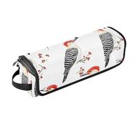 Borsa da viaggio per utensili per capelli da donna e tappetino resistente al calore, grande custodia da viaggio per ferri da stiro, piastre, ferri arricciacapelli, picchio dal ventre rosso, uccelli
