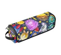 Borsa da viaggio per utensili per capelli da donna e tappetino resistente al calore, grande custodia da viaggio per ferri da stiro, piastre, arricciacapelli, mostri carini cartoni animati alieni