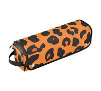 Borsa da viaggio per utensili per capelli e tappetino resistente al calore, con cerniera, per ferro arricciacapelli, per ferri da stiro, piastre e ferri arricciacapelli, arancione e nero leopardato
