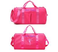 Borsa da viaggio personalizzata con testo del nome con foto, borsa da viaggio personalizzata con tasche bagnate e asciutte e scomparto per scarpe, borsa da palestra per danza personalizzata