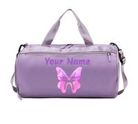 Borsa da viaggio personalizzata con testo del nome con foto, borsa da viaggio personalizzata con tasche bagnate e asciutte e scomparto per scarpe, borsa da palestra per danza personalizzata