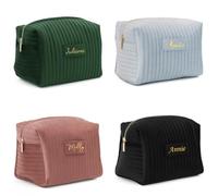 Borsa Da Viaggio Personalizzata Per Trucchi/Articoli Da Toilette Per Donna, Pochette Organizer Per Cosmetici Con Nome Personalizzato, Borse Da Trucco Portatili, Regalo Per Lei(Green)