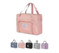 Borsa da Viaggio Pieghevole, 3 Dimensioni, Impermeabile in Tessuto Oxford, Compatibile con Trolley 18-24 Pollici, con Tasca per Accessori (pink, 53 * 38 * 19CM)