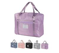 Borsa da Viaggio Pieghevole, 3 Dimensioni, Impermeabile in Tessuto Oxford, Compatibile con Trolley 18-24 Pollici, con Tasca per Accessori (purple, 41 * 34 * 14CM)