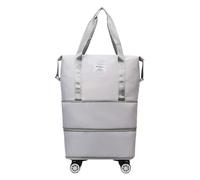 Borsa da Viaggio Pieghevole 60L Borsa Sportiva Pieghevole con Ruote Rimovibili Borse Leggero ed Estensibile, Adatto per Week-end, Notte, Vacanze, Shopping, Palestra, grigio, Se référer au descriptif,