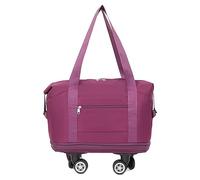 Borsa da viaggio pieghevole - Borsone espandibile con ruote girevoli a 360°, borsa da viaggio pieghevole per viaggi e viaggi su strada, Viola scuro, 40x30CM/15.7X11.8IN