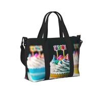 Borsa da viaggio pieghevole con stampa di torte di buon compleanno borsa a mano per viaggi di fine settimana accessorio palestra