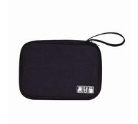 Borsa da viaggio portatile con cerniera, porta cuffie, caricabatterie, organizer for documenti Organizer Cavi(Black)