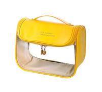 Borsa da viaggio portatile con cerniera trasparente Forniture da bagno per crema viso Forniture per la raccolta di strumenti di bellezza per la, Giallo
