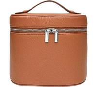 Borsa da viaggio portatile in pelle Makeup Bag Removable Makeup Bag with Separate Wash Compartment Unisex, Green, Minimalist, Nuovo modello, marrone chiaro, 20x14x16cm, alla moda