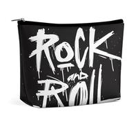 Borsa da viaggio portatile per il trucco, borsa cosmetica di grande capacità con cerniera, borsa da toilette impermeabile in pelle PU, astuccio per cosmetici per donna, stampa tatuaggio rock and roll