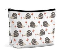 Borsa da viaggio portatile per il trucco, piccole borse cosmetiche resistenti all'acqua con funghi rossi e ricci autunnali, borsa da toilette in pelle PU di grande capacità con cerniera per le donne