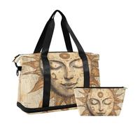 Borsa da viaggio retrò bohémien con astrologia con stelle e luna, borsa da viaggio per la notte, con borsa da toilette per palestra, impermeabile, Retro Bohemian Tarocchi Astrologia Luna stella, 1