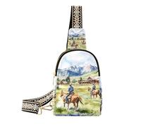 borsa da viaggio robusta borsa a tracolla Cowboy Ranch in Montana alla moda per gli uomini per il pacchetto di giorno, ranch cowboy nel Montana, 1 size