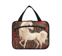 Borsa da viaggio robusta con unicorni bordeaux da appendere grande con gancio, borsa da viaggio chic di design per accessori da viaggio per le donne hotel bolso de maquillaje para Mujer L