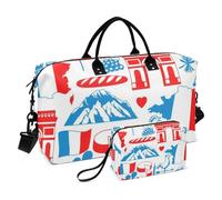 Borsa da viaggio romantica Parigi blu, bianca e rossa, borsa da viaggio per la notte, borsa da palestra con tracolla regolabile per viaggi multifunzionale, Blu, bianco e rosso romantico Parigi, 1 size