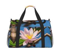 Borsa da viaggio rosa con stampa di fiori di mandorlo borsa da weekender, borsa da palestra borse da viaggio essenziali da viaggio per donne uomini borsa a tracolla, Nero , Taglia unica