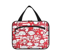 Borsa da viaggio rossa e bianca color caramella con gancio, organizer cosmetico di necessità di design per gli elementi essenziali per le donne vacanza maletín para maquillaje, Colore rosso e bianco