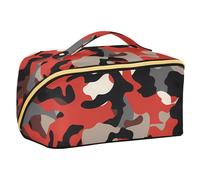 Borsa da viaggio rossa mimetica con divisori borse cosmetiche leggere per le donne con scomparti e maniglia