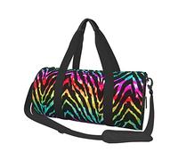 Borsa da viaggio rotonda Borsa da palestra colorata Zebra arcobaleno per uomo Borsa sportiva da donna