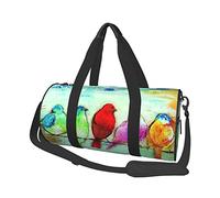 Borsa da viaggio rotonda Borsa da palestra con cinque uccelli che cantano per uomo Borsa sportiva da donna