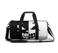 Borsa da viaggio rotonda Borsa da palestra con faccia di zucca Smorfia doppio colore in bianco e nero per uomo Borsa sportiva da donna