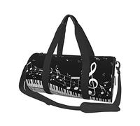 Borsa da viaggio rotonda Borsa da palestra con nota musicale bianca nera per uomo Borsa sportiva da donna