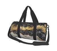 Borsa da viaggio rotonda Borsa da palestra in marmo bianco lamina d'oro nera per uomo Borsa sportiva da donna