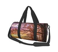 Borsa da viaggio rotonda Borsa da palestra Lonely Bench Sunset per uomo Donna Borsone Borsa sportiva