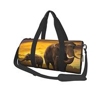 Borsa da viaggio rotonda Borsa da palestra Sunset Genitore-figlio Elefante per uomo Donna Borsone Borsa sportiva