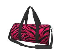 Borsa da viaggio rotonda con coppia di cani romantici, grande capacità, resistente, per vacanze, palestra, brevi viaggi, Zebra Tiger Leopard Rosa, Taglia unica