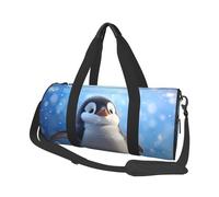 Borsa da viaggio rotonda con coppia di cani romantici, grande capacità, resistente, per vacanze, palestra, brevi viaggi, Pinguino felice, Taglia unica