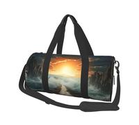 Borsa da viaggio rotonda con coppia di cani romantici, grande capacità, resistente, per vacanze, palestra, brevi viaggi, Sentiero del Mare Diviso, Taglia unica