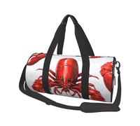 Borsa da viaggio rotonda con coppia di cani romantici, grande capacità, resistente, per vacanze, palestra, brevi viaggi, Stampa di aragosta rossa, Taglia unica