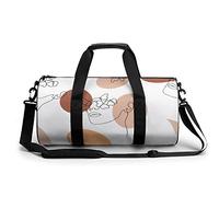 Borsa da viaggio rotonda con linee di carattere astratte borsa da palestra per uomo donna borsone borsa sportiva
