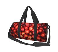 Borsa da viaggio rotonda con stampa di frutta rotonda rossa borsa da palestra borsa da fitness borsa da allenamento, nera, taglia unica, Nero , Taglia unica