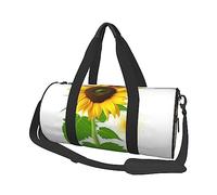 Borsa da viaggio rotonda con stampa di girasole e erbacce borsa da viaggio rotonda borsa da palestra fitness borsa da allenamento, nera, taglia unica, Nero , Taglia unica