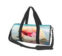 Borsa da viaggio rotonda con stampa di paesaggio marino, borsa da viaggio per la notte, impermeabile e resistente agli strappi. Borsa da viaggio pieghevole per il fine settimana